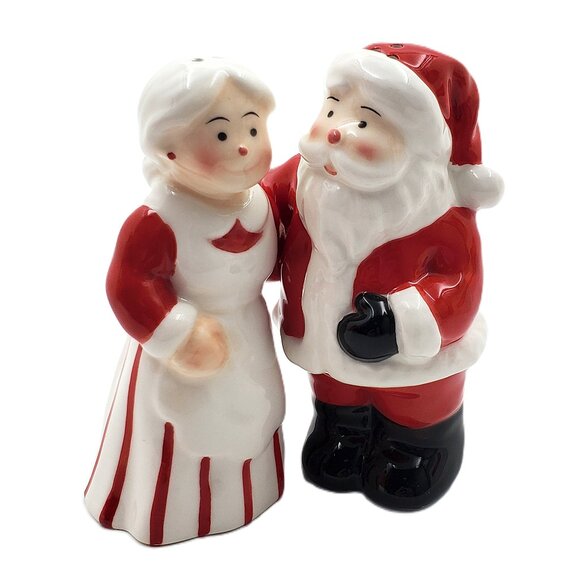 “Avon” Ceramic “Santa & Mrs. Claus” Interlocking Salt & Pepper Shakers – NEW - Picture 2 of 7